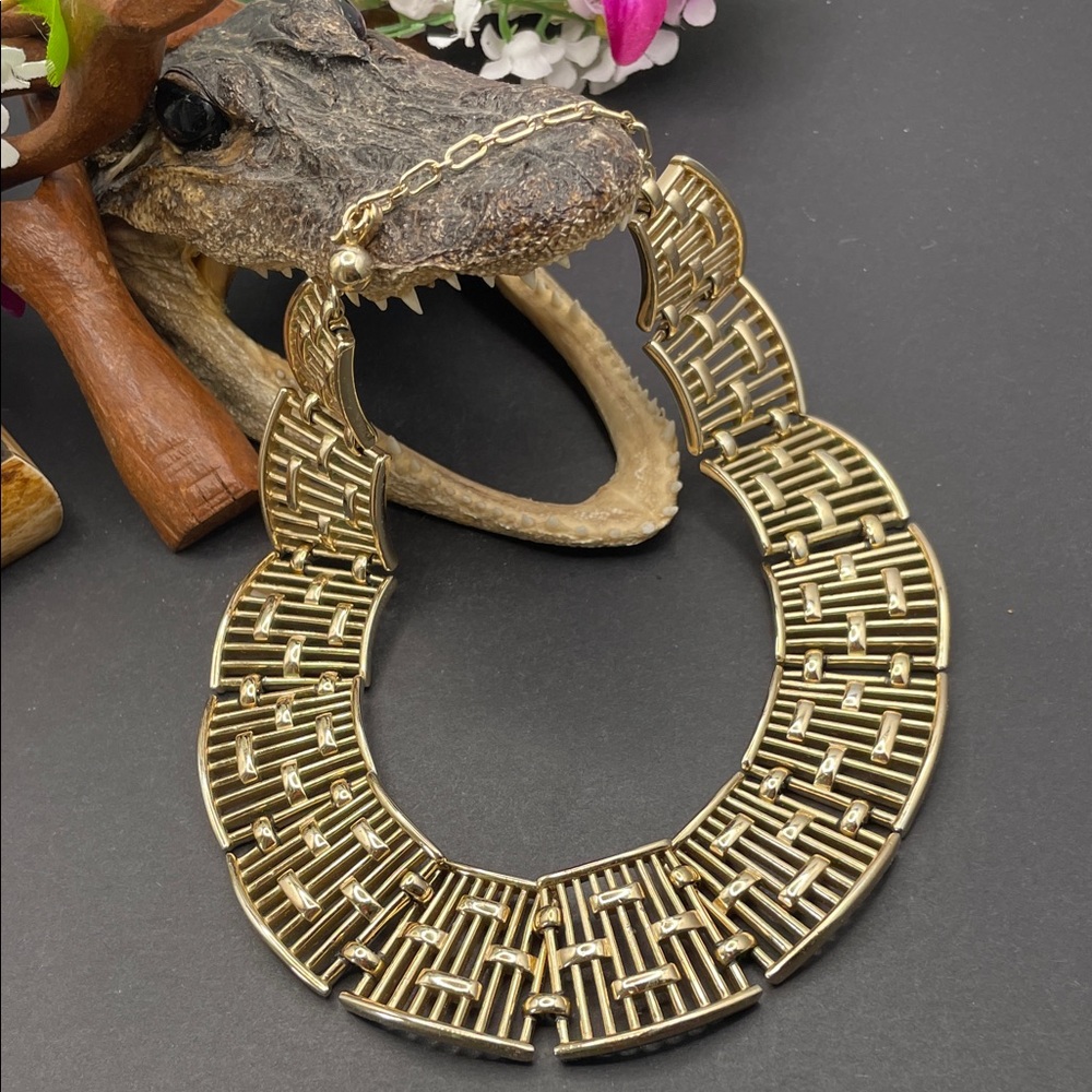Trifari Egyptian revival panel necklace vintage C18